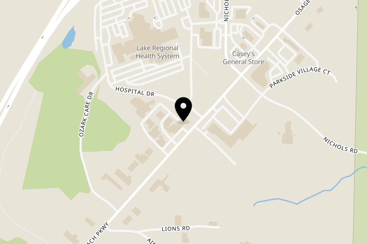 Map showing the location of Lil Miss Smokin' Jones BBQ on 5837 Osage Beach Pkwy in Osage Beach